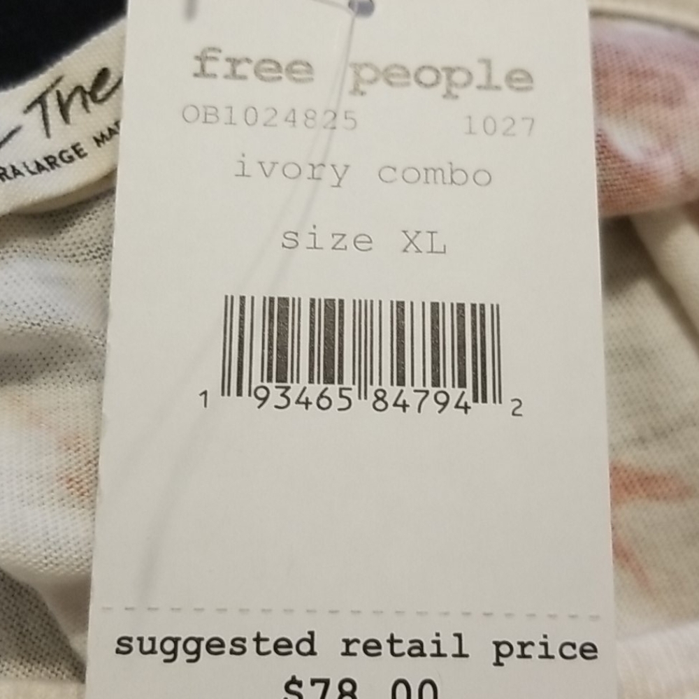 Free People Floral Print Top New With Tag - Picture 9 of 9
